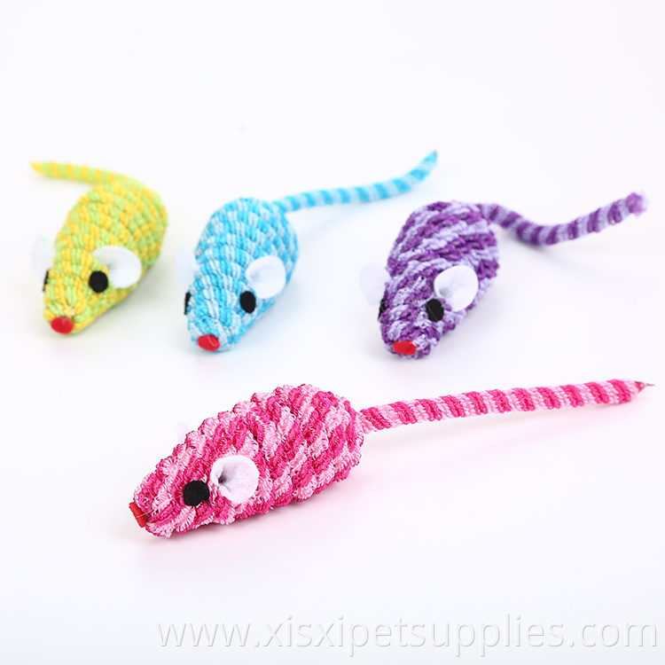 2019 wholesale colorful band mouse cat toy with rattle